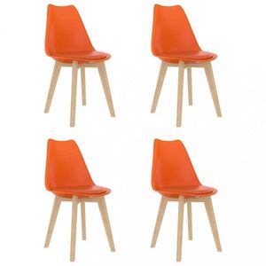 Jedálenská stolička 4 ks plast / umelá koža / buk Dekorhome Oranžová vyobraziť