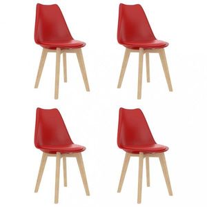 Jedálenská stolička 4 ks plast / umelá koža / buk Dekorhome Červená vyobraziť