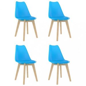 Jedálenská stolička 4 ks plast / umelá koža / buk Dekorhome Modrá vyobraziť
