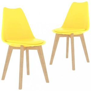Jedálenská stolička 2 ks plast / umelá koža / buk Dekorhome Žltá vyobraziť