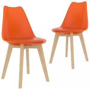 Jedálenská stolička 2 ks plast / umelá koža / buk Dekorhome Oranžová vyobraziť