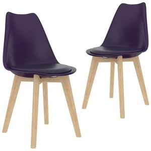 Jedálenská stolička 2 ks plast / umelá koža / buk Dekorhome Fialová vyobraziť