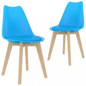 Jedálenská stolička 2 ks plast / umelá koža / buk Dekorhome Modrá vyobraziť