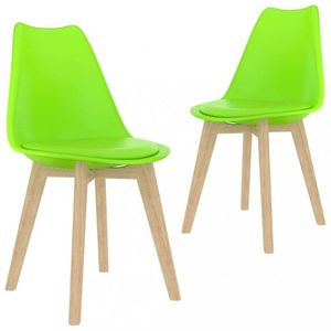 Jedálenská stolička 2 ks plast / umelá koža / buk Dekorhome Zelená vyobraziť
