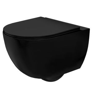 REA - Závesná WC misa vrátane sedátka RIMLESS Carlo Mini Slim čierna matná REA-C8489 vyobraziť