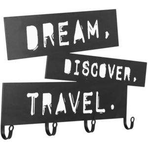 Nástenný vešiak so štyrmi háčikmi, Dream, Discover, Travel vyobraziť