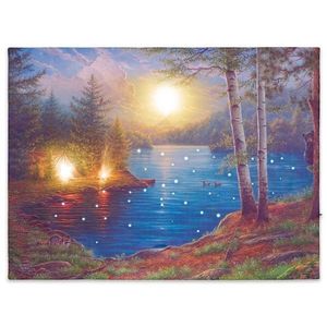 Nexos 74524 Nástenná maľba horské jazero, 3 LED + 40 LED, 30 x 40 cm vyobraziť