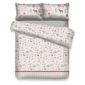 Flanelová posteľná bielizeň Lappi bielo-červená vyobraziť