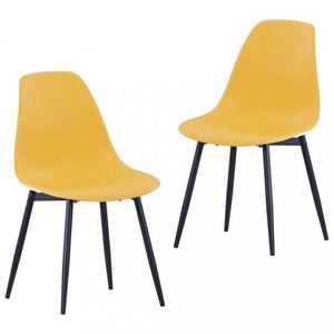 Jedálenská stolička 2 ks plast / kov Dekorhome Žltá vyobraziť
