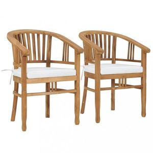 Záhradná stolička s poduškami 2 ks teakové drevo Dekorhome Krémová vyobraziť
