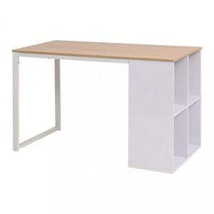 Písací stôl s regálom 120x60 cm Dekorhome Biela / dub vyobraziť