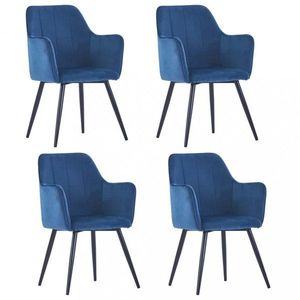 Jedálenská stolička 4 ks zamat / oceľ Dekorhome Modrá vyobraziť