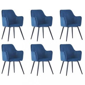 Jedálenská stolička 6 ks zamat / oceľ Dekorhome Modrá vyobraziť