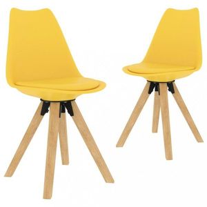 Jedálenská stolička 2 ks plast / umelá koža / buk Dekorhome Žltá vyobraziť