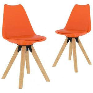 Jedálenská stolička 2 ks plast / umelá koža / buk Dekorhome Oranžová vyobraziť