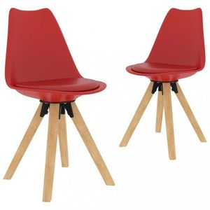 Jedálenská stolička 2 ks plast / umelá koža / buk Dekorhome Červená vyobraziť
