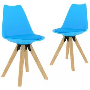 Jedálenská stolička 2 ks plast / umelá koža / buk Dekorhome Svetlo modrá vyobraziť