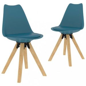 Jedálenská stolička 2 ks plast / umelá koža / buk Dekorhome Modrá vyobraziť