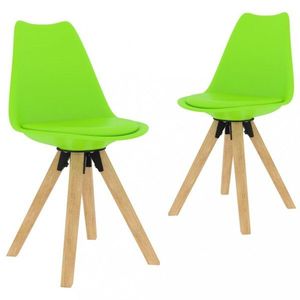 Jedálenská stolička 2 ks plast / umelá koža / buk Dekorhome Zelená vyobraziť