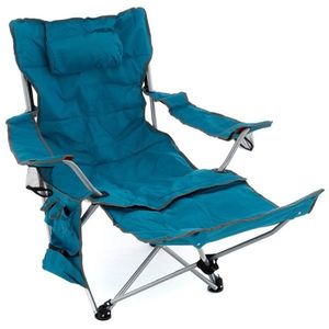 Divero 76013 Kempingová stolička s odnímateľnou podnožkou, modrá vyobraziť