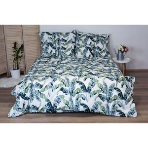 Bavlnené posteľné obliečky 3-dielne Dita - LIsty zelené vyobraziť