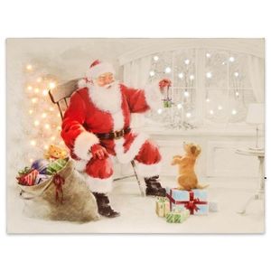 Garthen 74515 Nástenná maľba Santa Claus so psíkom, 40 LED, 30 x 40 cm vyobraziť