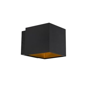 Dizajnové nástenné svietidlo čierna / zlatá vrátane LED - Caja vyobraziť