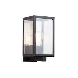 Moderné vonkajšie obdĺžnikové nástenné svietidlo čierne so sklom - Rotterdam vyobraziť