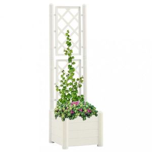 Záhradný kvetináč s treláží 43 x 43 x 142 cm PP Dekorhome Biela vyobraziť