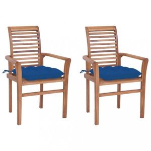 Záhradná jedálenská stolička s poduškou 2 ks teak Dekorhome Modrá vyobraziť