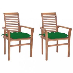 Záhradná jedálenská stolička s poduškou 2 ks teak Dekorhome Zelená vyobraziť