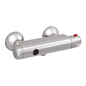 Sanela - Automatické nástenné ovládanie sprchy s elektronikou ALS so spodným vývodom a termostatickým ventilom pre pripojenie k sprchovému setu, 24 V DC vyobraziť