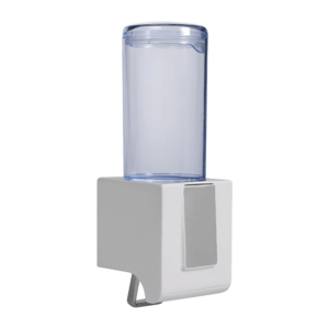 Sanela - Dávkovač tekutého mydla a gélovej dezinfekcie s dávkovacím ventilom, objem 0, 5l, materiál biely a transparentný plast ABS vyobraziť