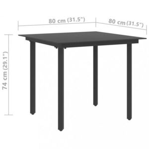 Záhradný jedálenský stôl čierna / sklo Dekorhome 80x80x74 cm vyobraziť