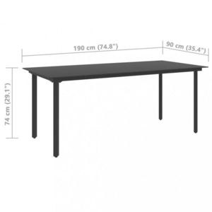 Záhradný jedálenský stôl čierna / sklo Dekorhome 190x90x74 cm vyobraziť