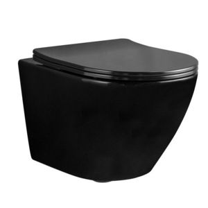 REA - Závesná WC misa vrátane sedátka Carlo Mini Rimless Flat čierna REA-C8936 vyobraziť