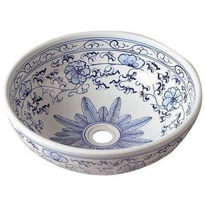 SAPHO - PRIORI keramické umývadlo na dosku Ø 41 cm, bielá s modrým vzorom PI012 vyobraziť