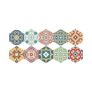 Sada 10 samolepiek na podlahu Ambiance Floor Stickers Hexagons Lorena, 40 × 90 cm vyobraziť
