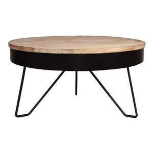 Čierny konferenčný stolík s doskou z mangového dreva LABEL51 Saran, ⌀ 80 cm vyobraziť