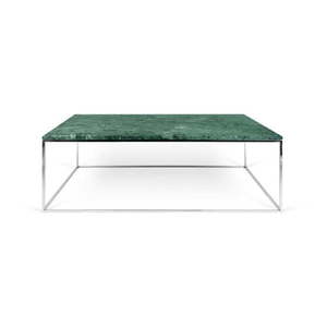 Konferenčný stolík s chrómovaným podnožím a zelenú mramorovou doskou TemaHome Prairie, šírka 120 cm vyobraziť