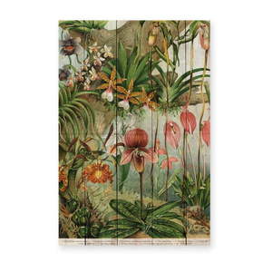 Nástenná dekorácia z borovicového dreva Madre Selva Jungle Flowers, 60 × 40 cm vyobraziť
