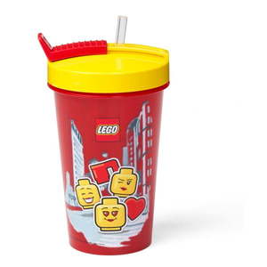 Červený téglik s žltým vekom a slamkou LEGO® Iconic, 500 ml vyobraziť