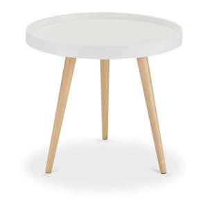 Biely odkladací stolík s nohami z bukového dreva Furnhouse Opus, Ø 50 cm vyobraziť