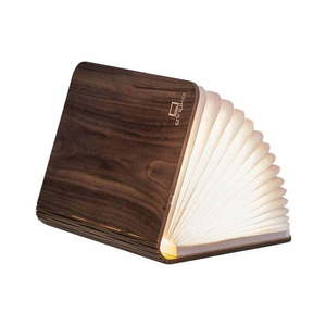 Tmavohnedá LED stolová lampa v tvare knihy z orechového dreva Gingko Booklight vyobraziť