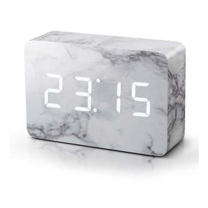Sivý budík v mramorovom dekore s bielym LED displejom Gingko Brick Click Clock vyobraziť