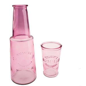 Ružová sklenená karafa s pohárom, 800 ml vyobraziť