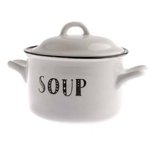 Biely keramický hrniec s pokrievkou 700 ml Soup – Dakls vyobraziť