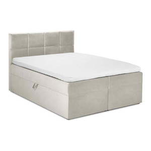 Béžová zamatová dvojlôžková posteľ Mazzini Beds Mimicry, 160 x 200 cm vyobraziť
