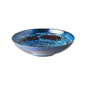 Modrá keramická servírovacia misa Mij Copper Swirl, ø 28 cm vyobraziť