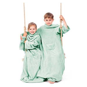 Zelená detská televízna deka s rukávmi DecoKing Lazykids vyobraziť